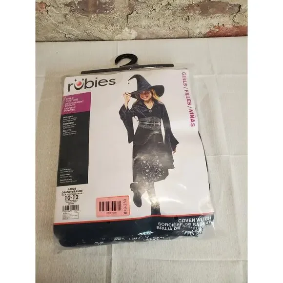 Rubie's Girls Coven Witch Halloween Costume Set Dress Hat Leggings Size L 10-12 - Picture 2 of 3